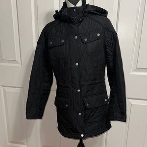 Barbour Black Arrow Quilted Hooded Anorak Parka